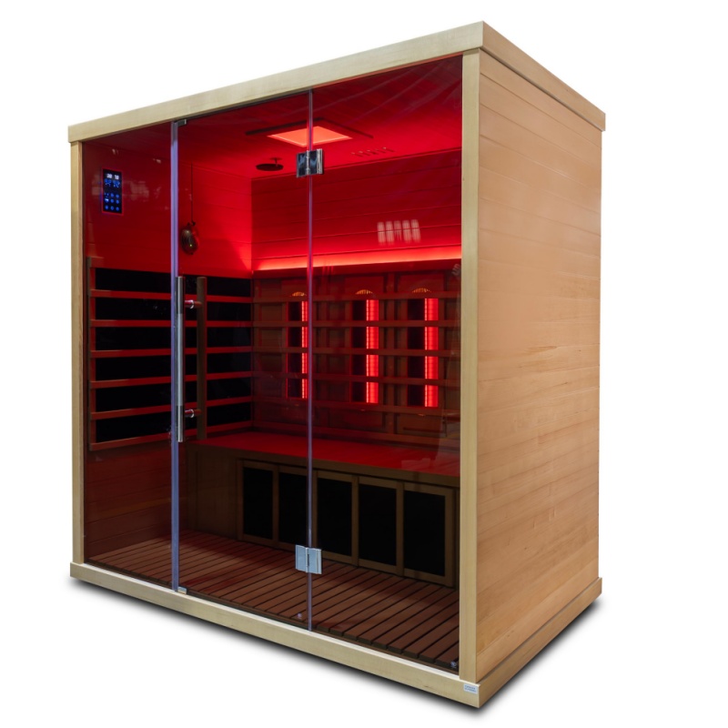 Wide Full-Glass Infrared Sauna with Color Lighting CSA-911 reference view 3