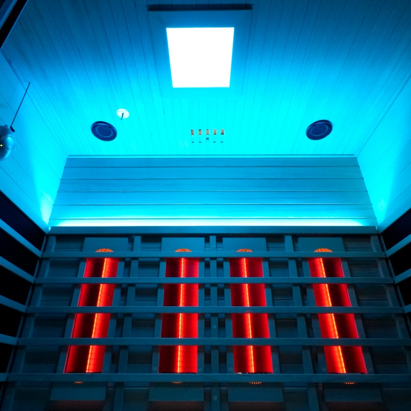Wide Full-Glass Infrared Sauna with Color Lighting CSA-911 reference view 5
