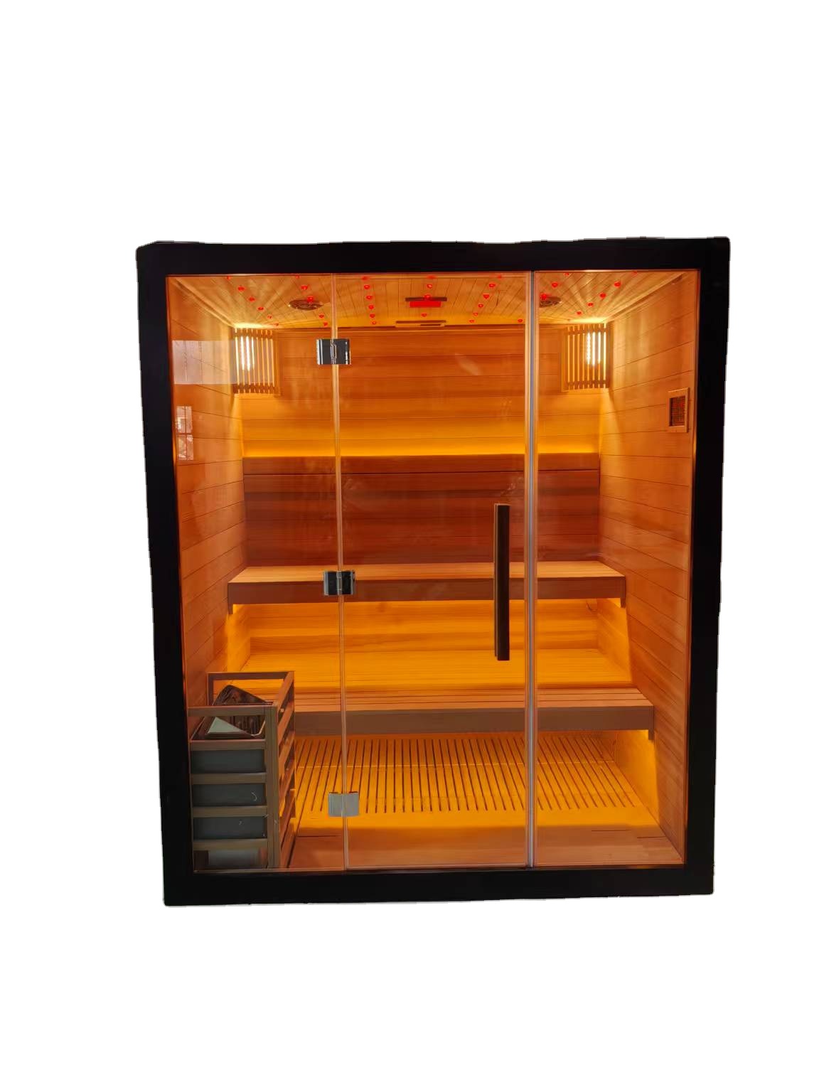 Black Full-Glass Traditional Sauna Cabin CSA-915 reference view 4