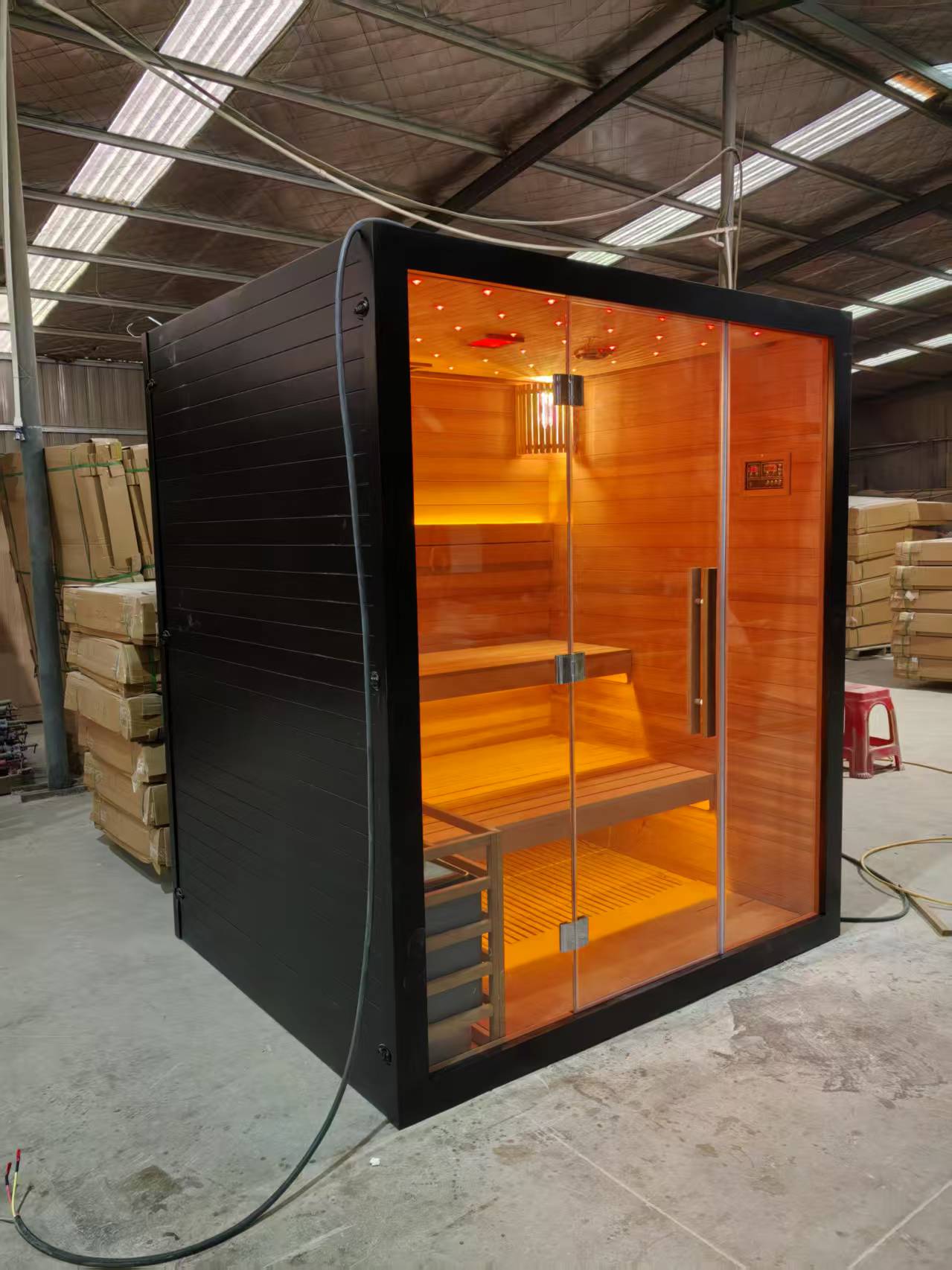 Black Full-Glass Traditional Sauna Cabin CSA-915 reference view 5