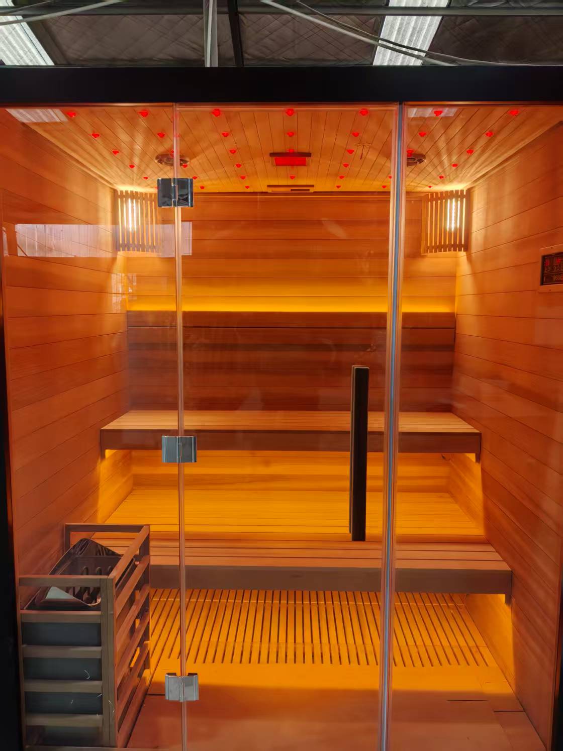 Black Full-Glass Traditional Sauna Cabin CSA-915 reference view 6