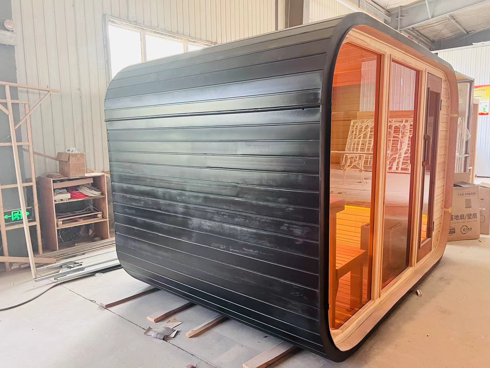 Curved Four-Person Outdoor Sauna with Twin Entry Seats CSA-921 reference view 4