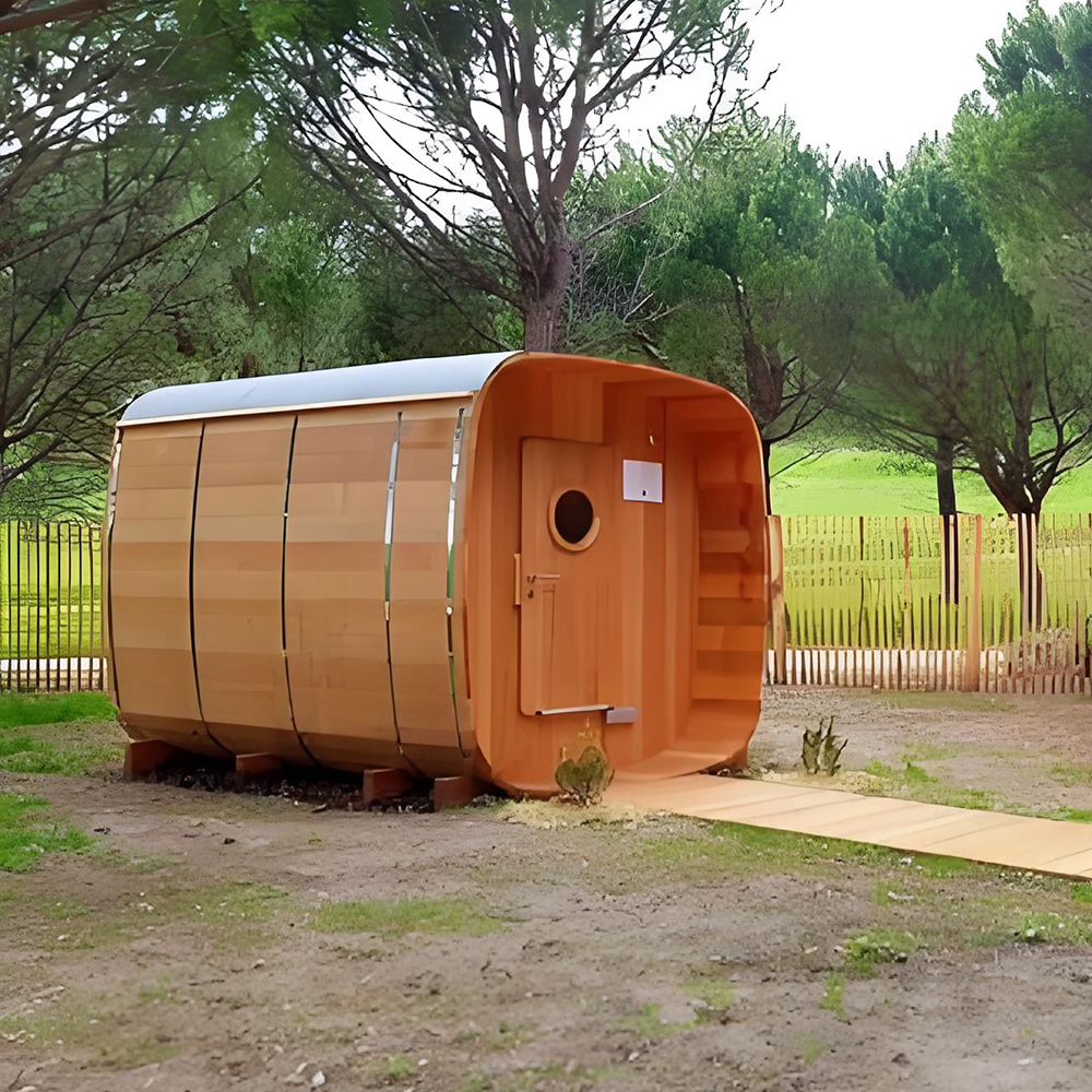 Curved Four-Person Outdoor Sauna with Twin Entry Seats CSA-921 reference view 5