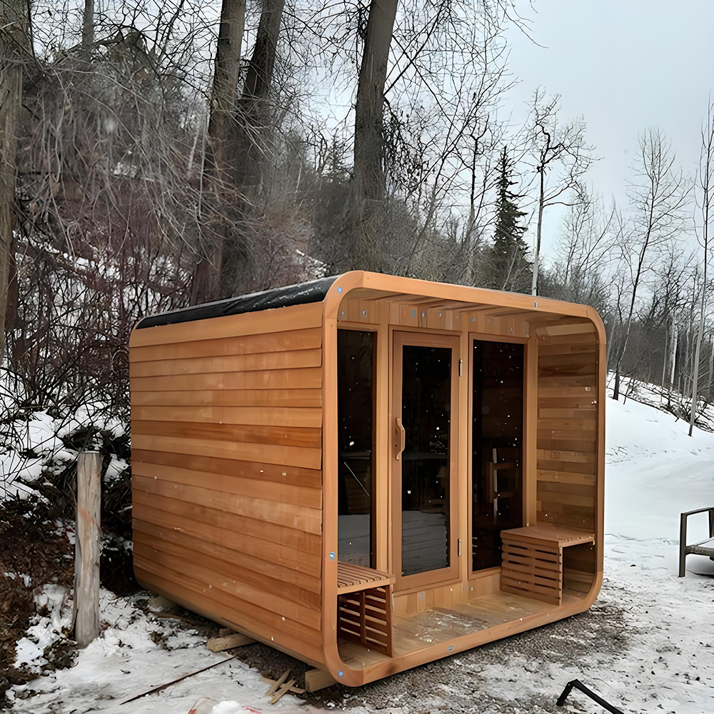 Curved Four-Person Outdoor Sauna with Twin Entry Seats CSA-921 reference view 6