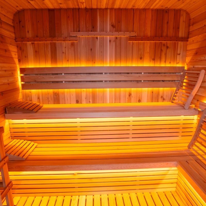 Wide Rounded-Corner Outdoor Sauna with Triple Glass Front CSA-922 reference view 3