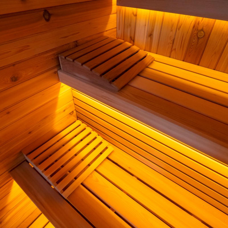 Wide Rounded-Corner Outdoor Sauna with Triple Glass Front CSA-922 reference view 4