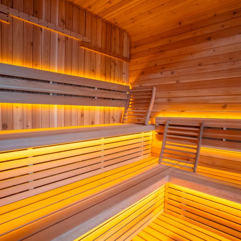Wide Rounded-Corner Outdoor Sauna with Triple Glass Front CSA-922 reference view 5