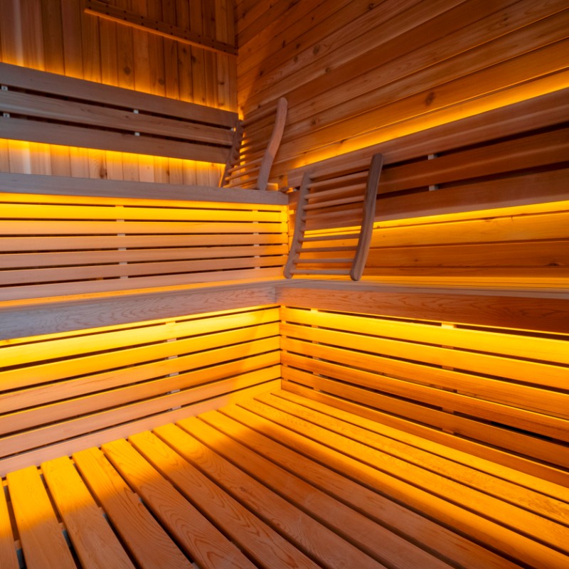 Wide Rounded-Corner Outdoor Sauna with Triple Glass Front CSA-922 reference view 6