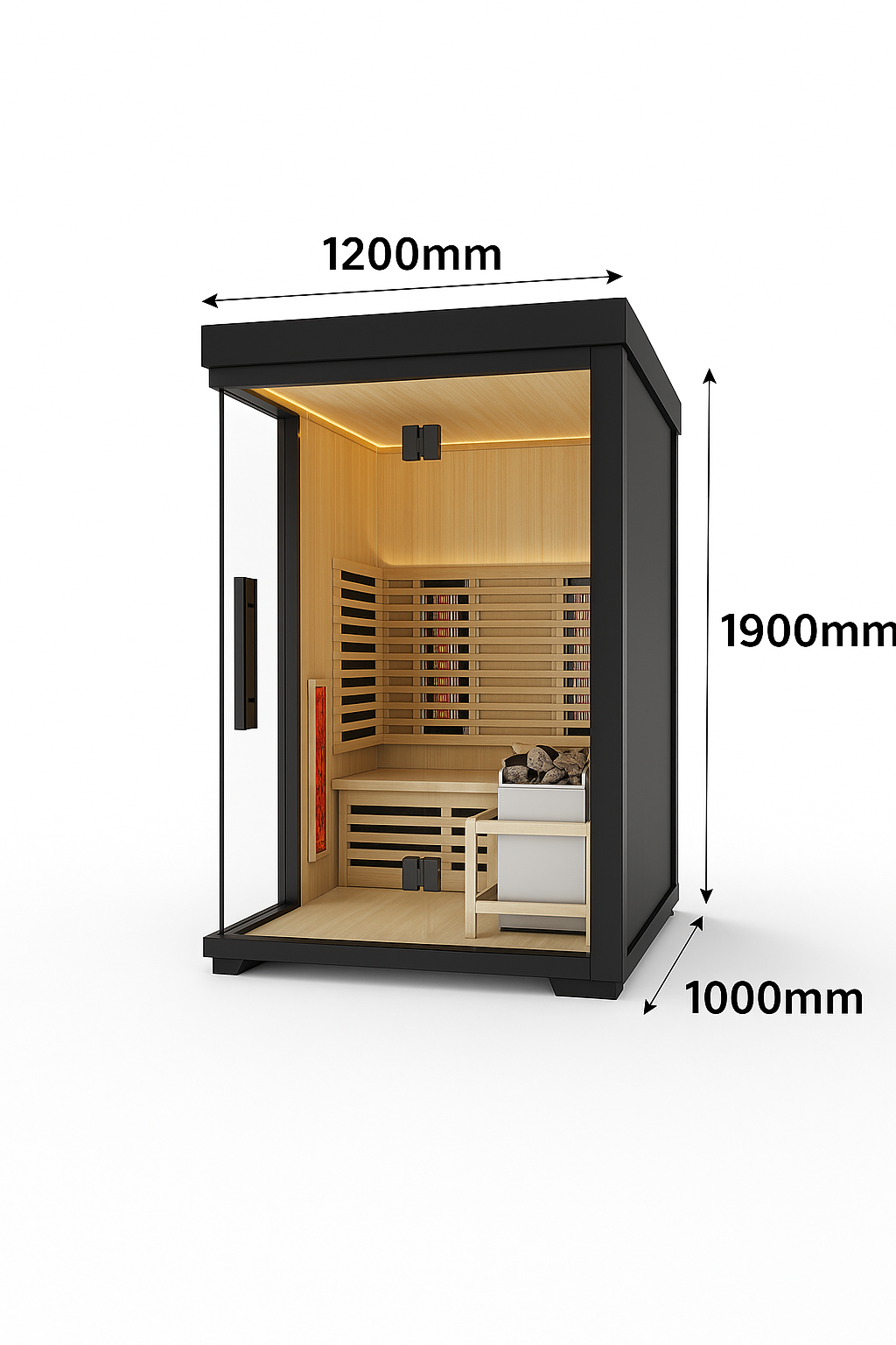 Black Compact Traditional Sauna with Corner Bench CSA-924 reference view 2