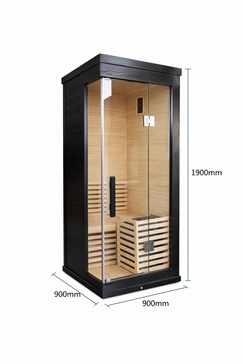 Black Compact Traditional Sauna with Corner Bench CSA-924 reference view 3