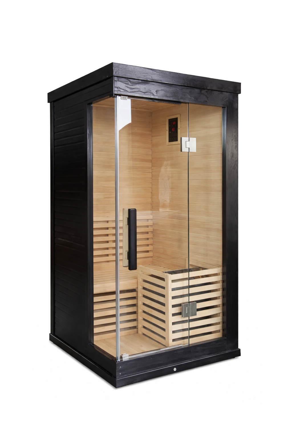 Black Compact Traditional Sauna with Corner Bench CSA-924 reference view 6