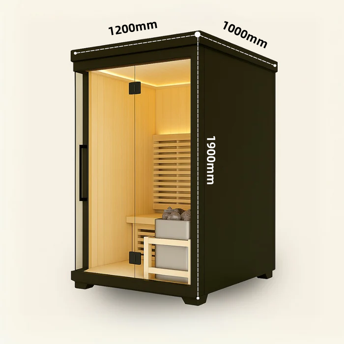 Black Full-Glass Two-Person Cube Sauna CSA-926 reference view 2