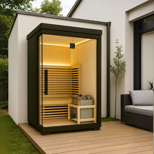 Black Full-Glass Two-Person Cube Sauna CSA-926 reference view 4