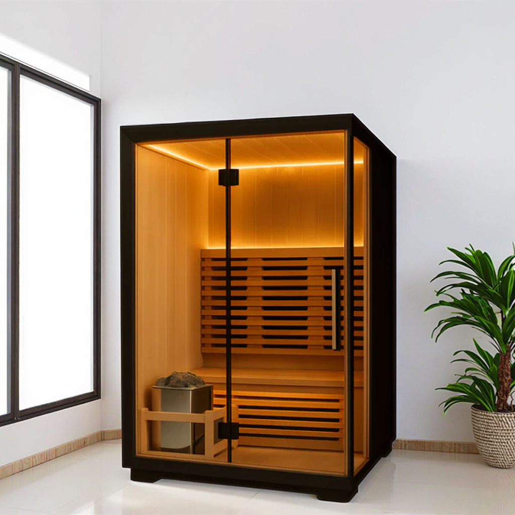 Black Full-Glass Two-Person Cube Sauna CSA-926 reference view 6
