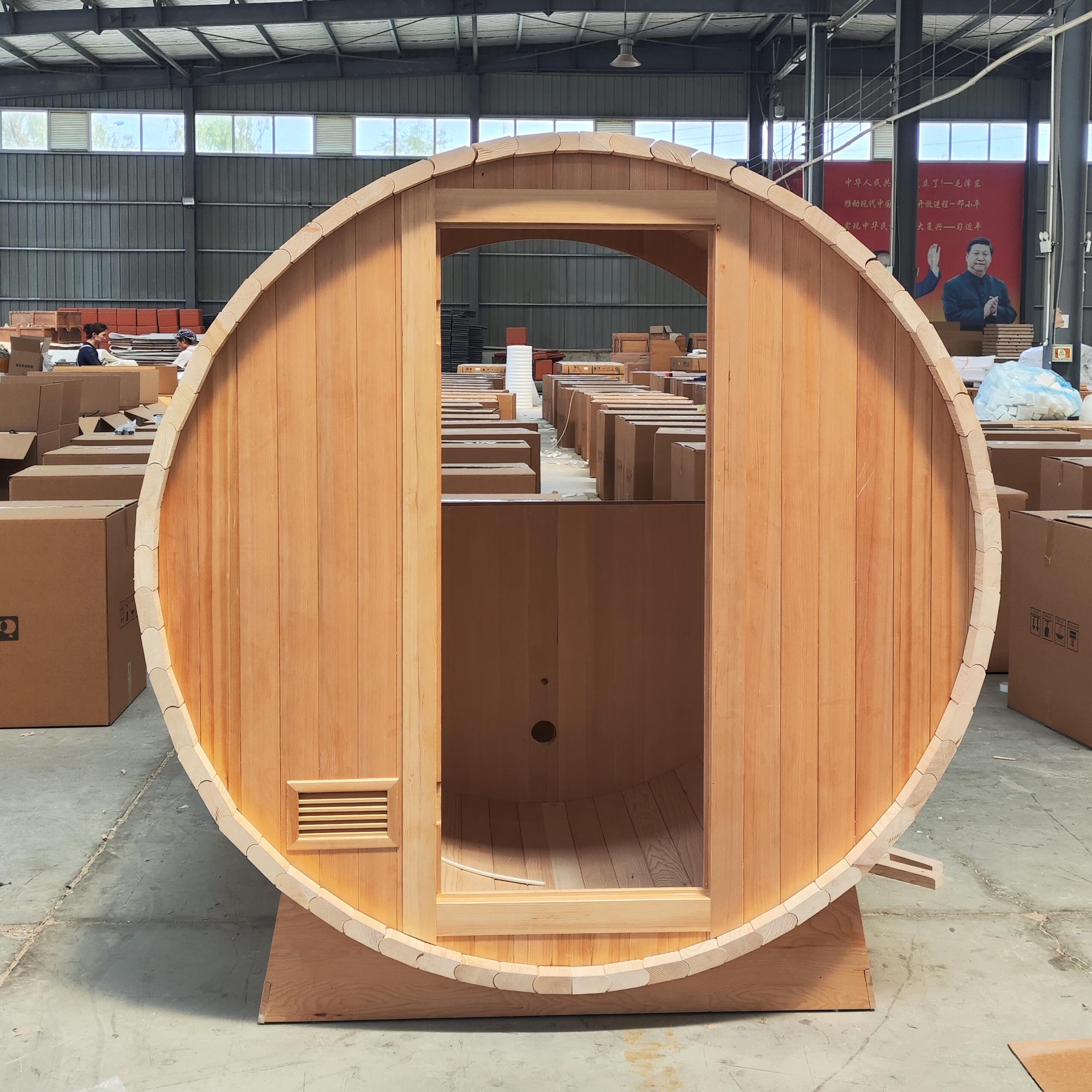 Round Barrel Sauna with Full-Height Glass Door CSA-927 reference view 2