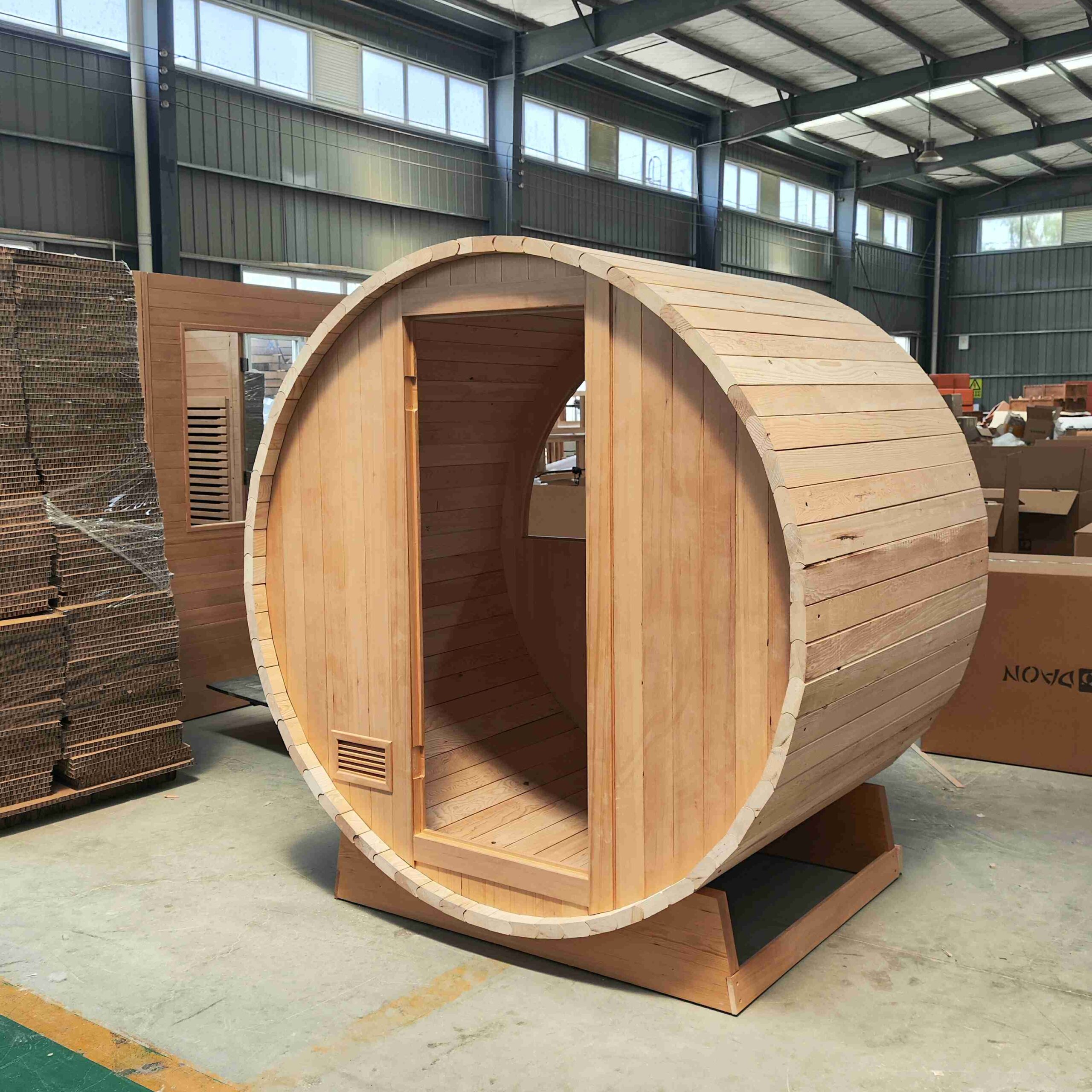 Round Barrel Sauna with Full-Height Glass Door CSA-927 reference view 3