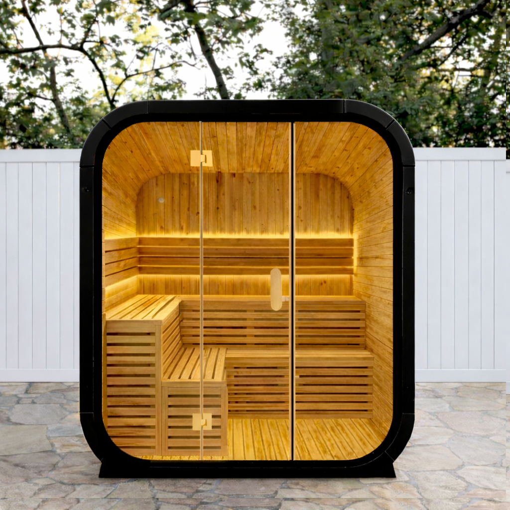 Black Rounded-Square Panoramic Outdoor Sauna CSA-928 reference view 2