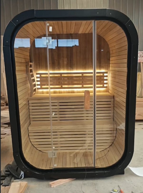 Black Rounded-Square Panoramic Outdoor Sauna CSA-928 reference view 4