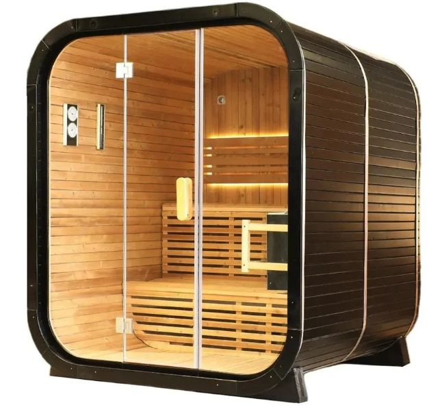 Black Rounded-Square Panoramic Outdoor Sauna CSA-928 reference view 5