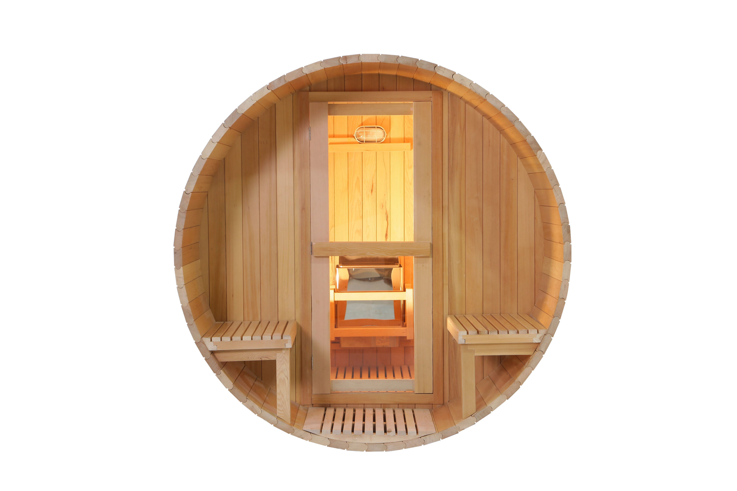 Round Barrel Sauna with Twin Porch Seats CSA-929 reference view 6
