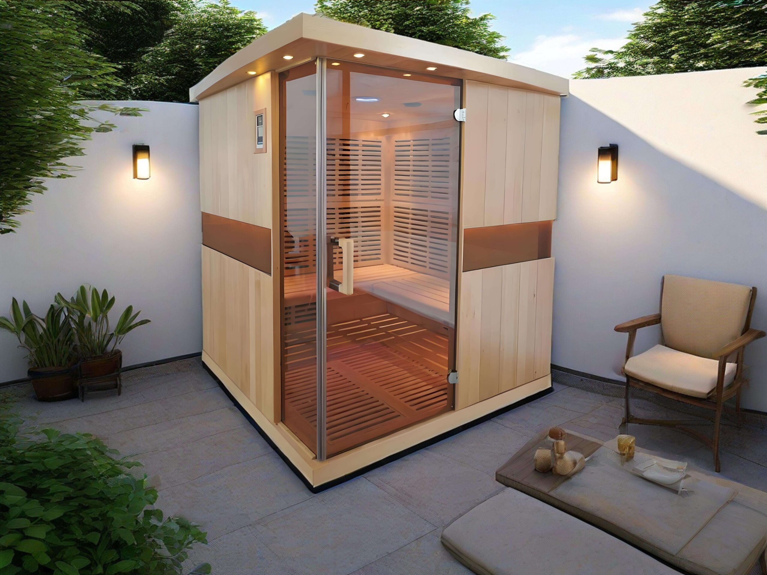 Glass-Corner Two-Person Infrared Sauna CSA-930 reference view 5