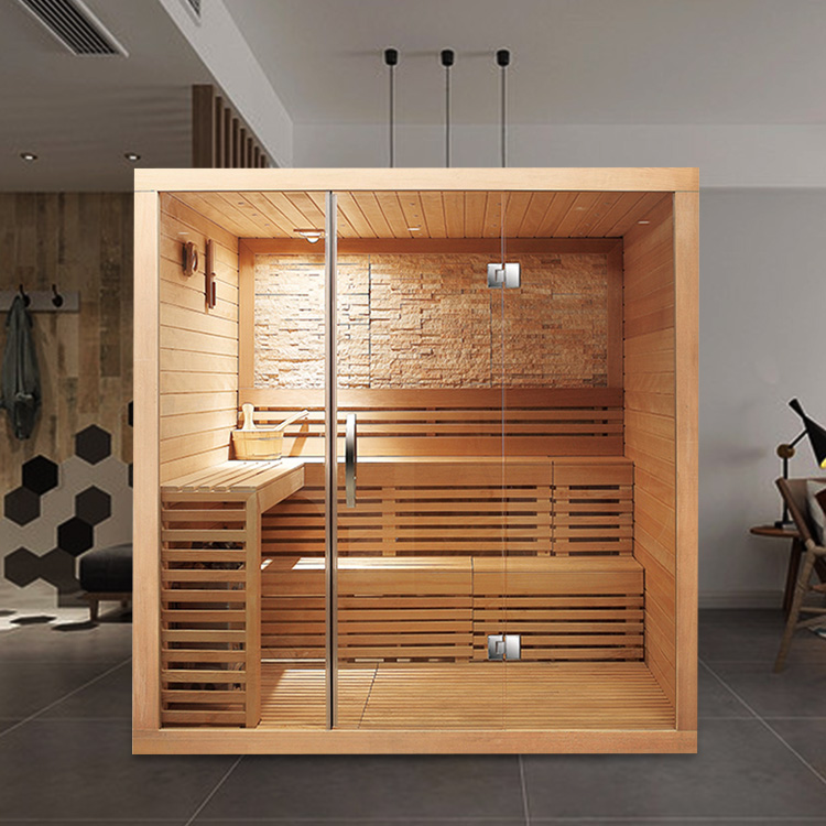 Glass-Front Indoor Sauna with Salt-Wall Panel CSA-931 reference view 6