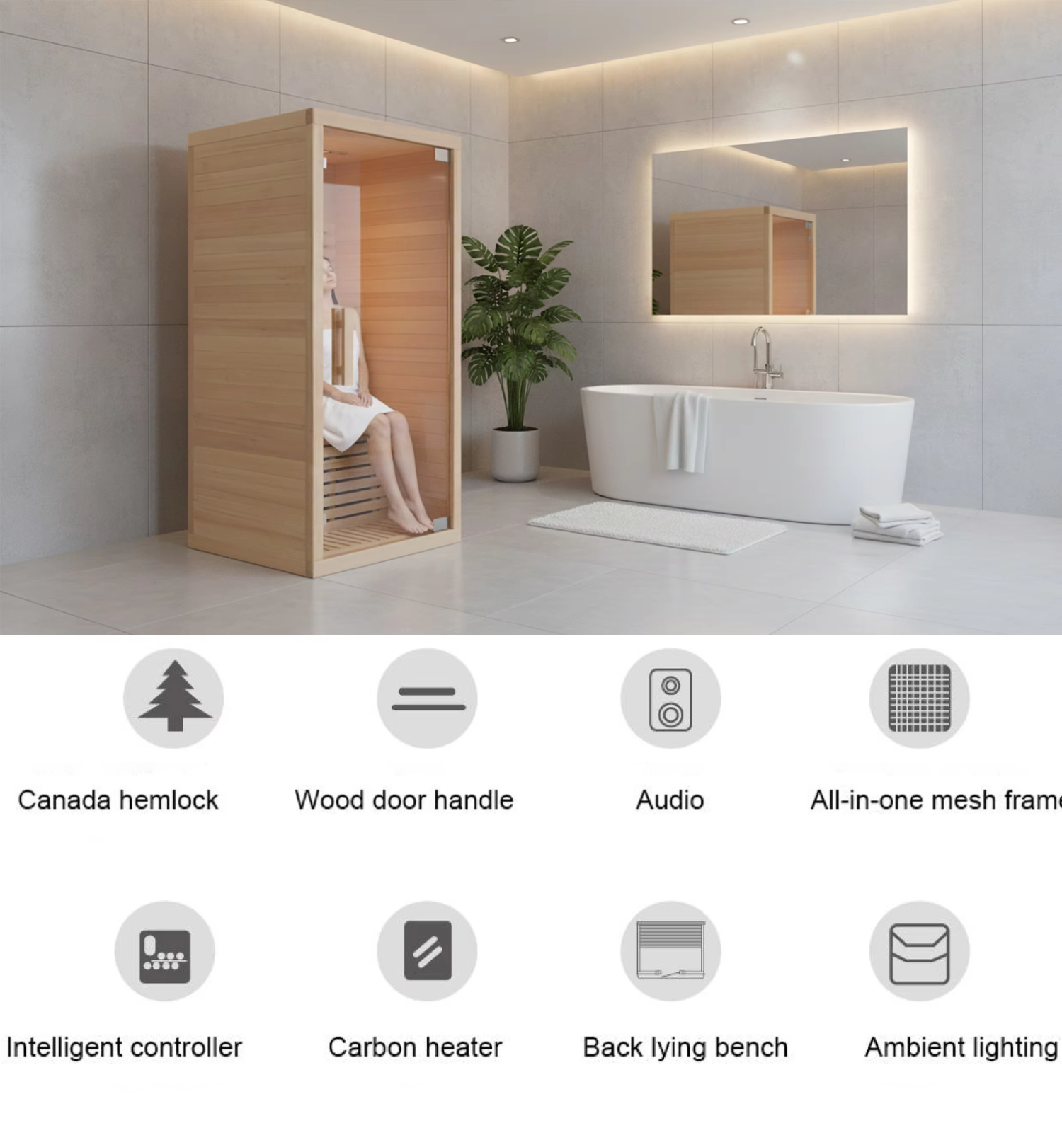 Single-Person Red-Light Infrared Sauna Cabin CSA-932 reference view 3