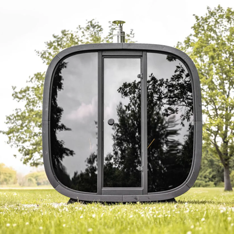 Black Rounded-Square Wood-Fired Outdoor Sauna product image