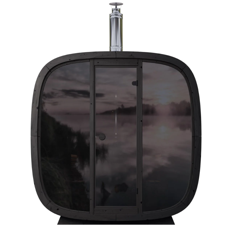 Black Rounded-Square Wood-Fired Outdoor Sauna CSA-935 reference view 2