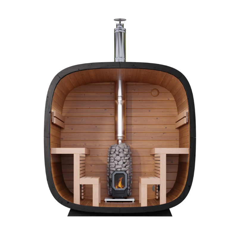 Black Rounded-Square Wood-Fired Outdoor Sauna CSA-935 reference view 3