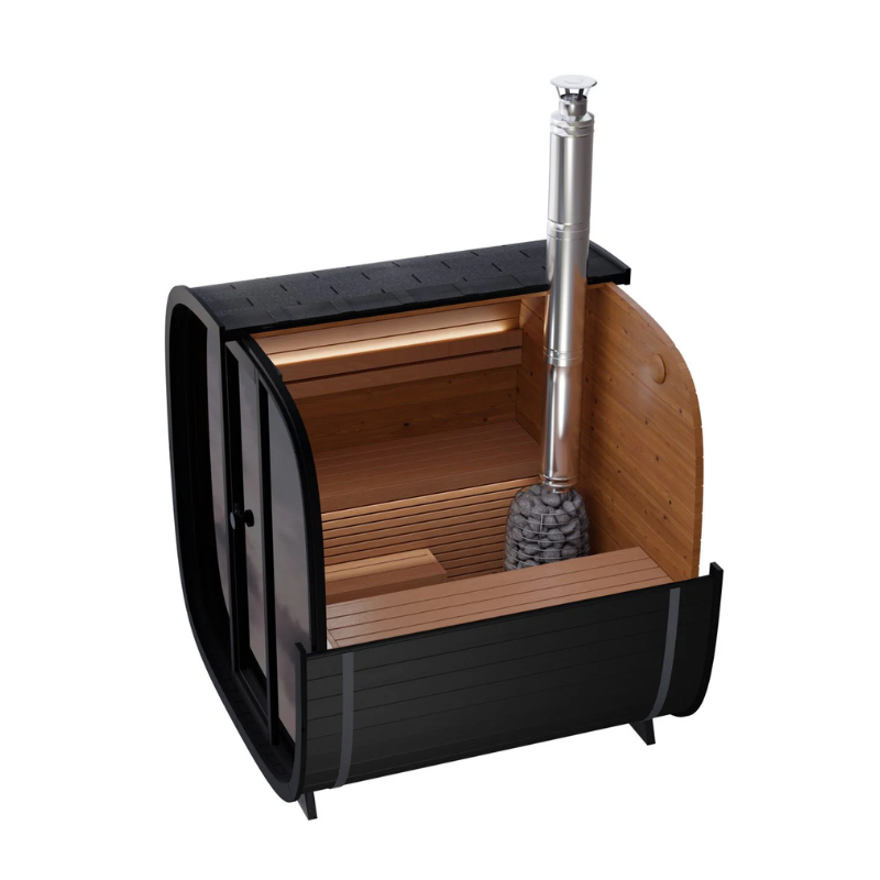 Black Rounded-Square Wood-Fired Outdoor Sauna CSA-935 reference view 4