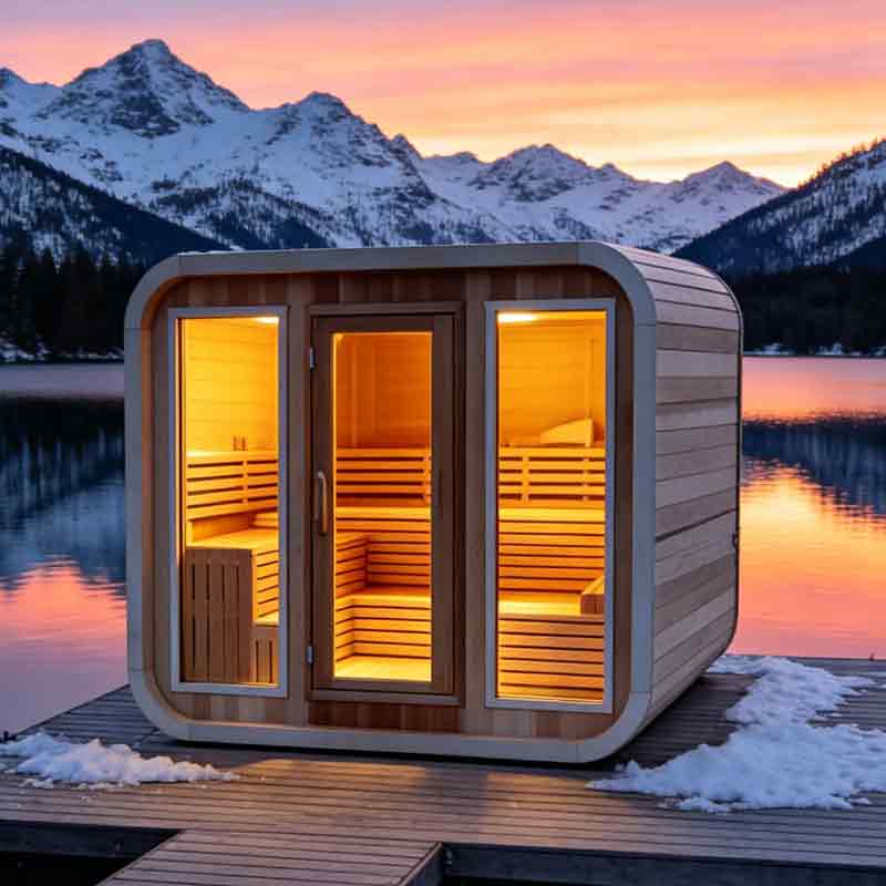 Three-Bay Rounded Outdoor Sauna with Central Door product image