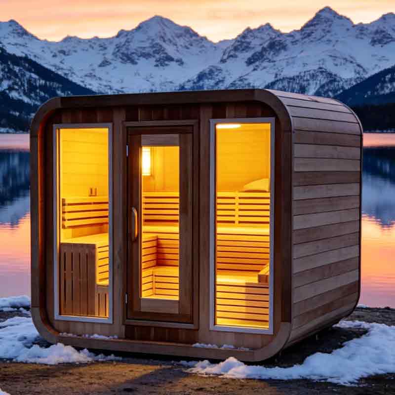 Three-Bay Rounded Outdoor Sauna with Central Door CSA-937 reference view 3