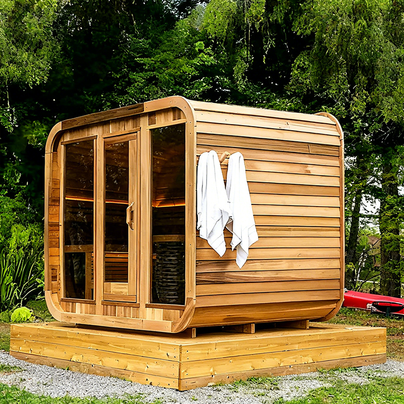 Three-Bay Rounded Outdoor Sauna with Central Door CSA-937 reference view 5
