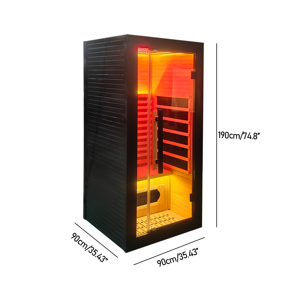 Black Single-Seat Infrared Sauna with Ceiling Red-Light Panel CSA-938 reference view 2