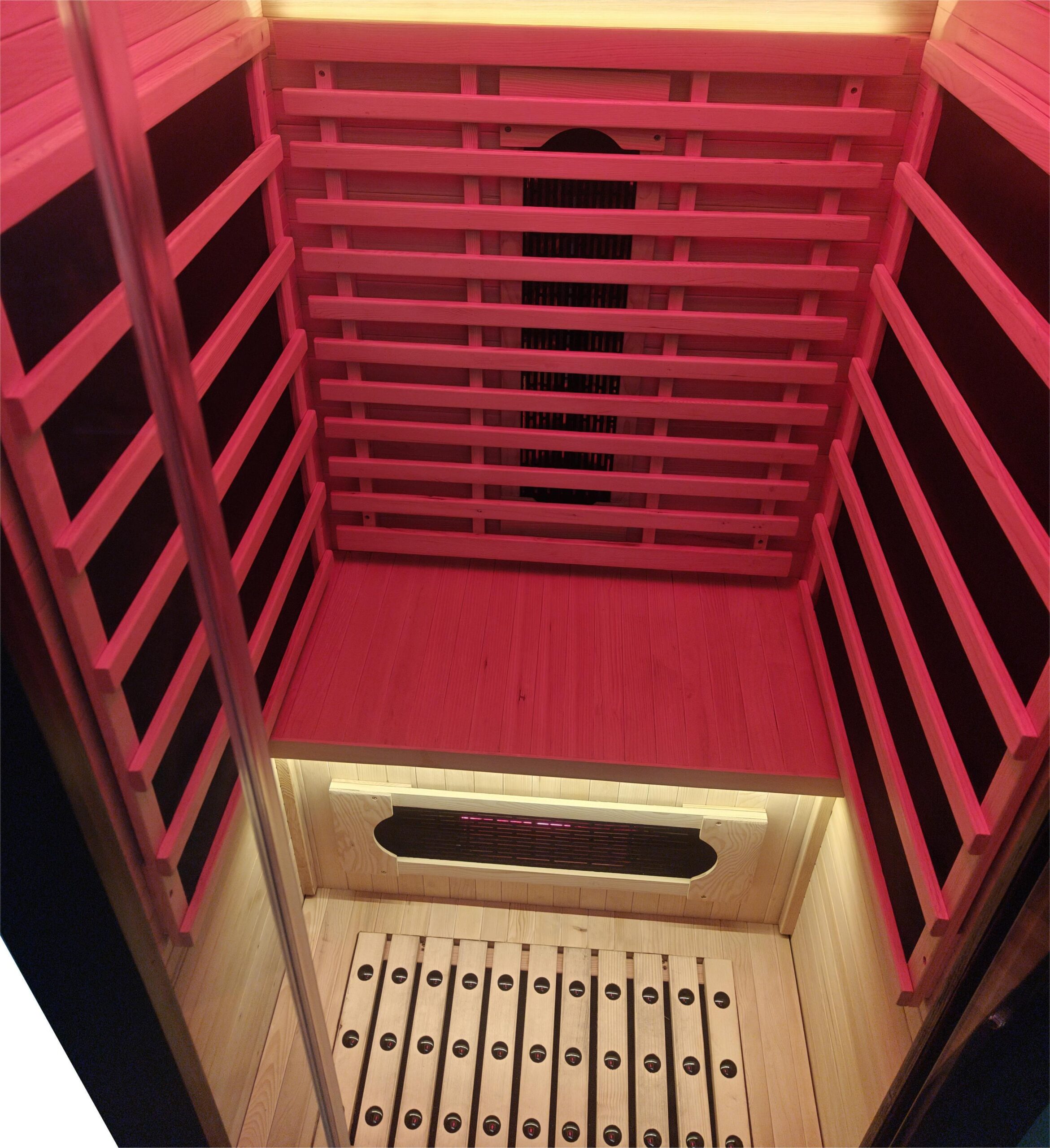 Black Single-Seat Infrared Sauna with Ceiling Red-Light Panel CSA-938 reference view 5