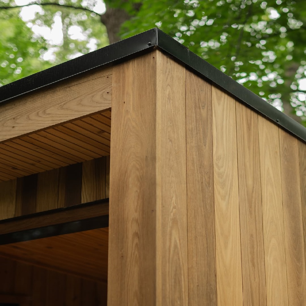 Flat-Roof Cedar Outdoor Sauna with Full-Glass Front CSA-939 reference view 5