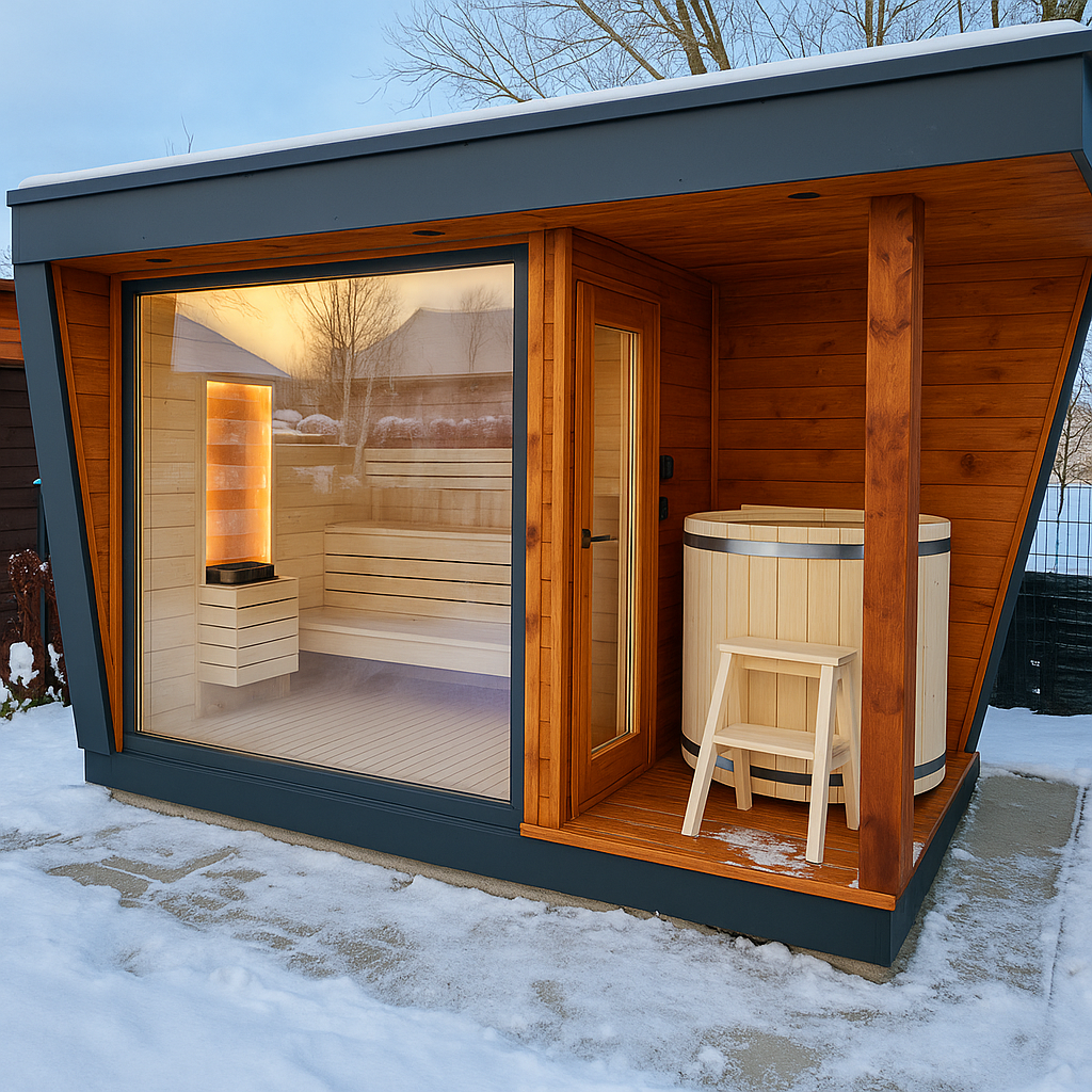 Outdoor Sauna with Covered Plunge-Tub Bay product image