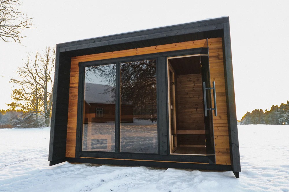 Black-Frame Outdoor Sauna with Changing Area CSA-941 reference view 2