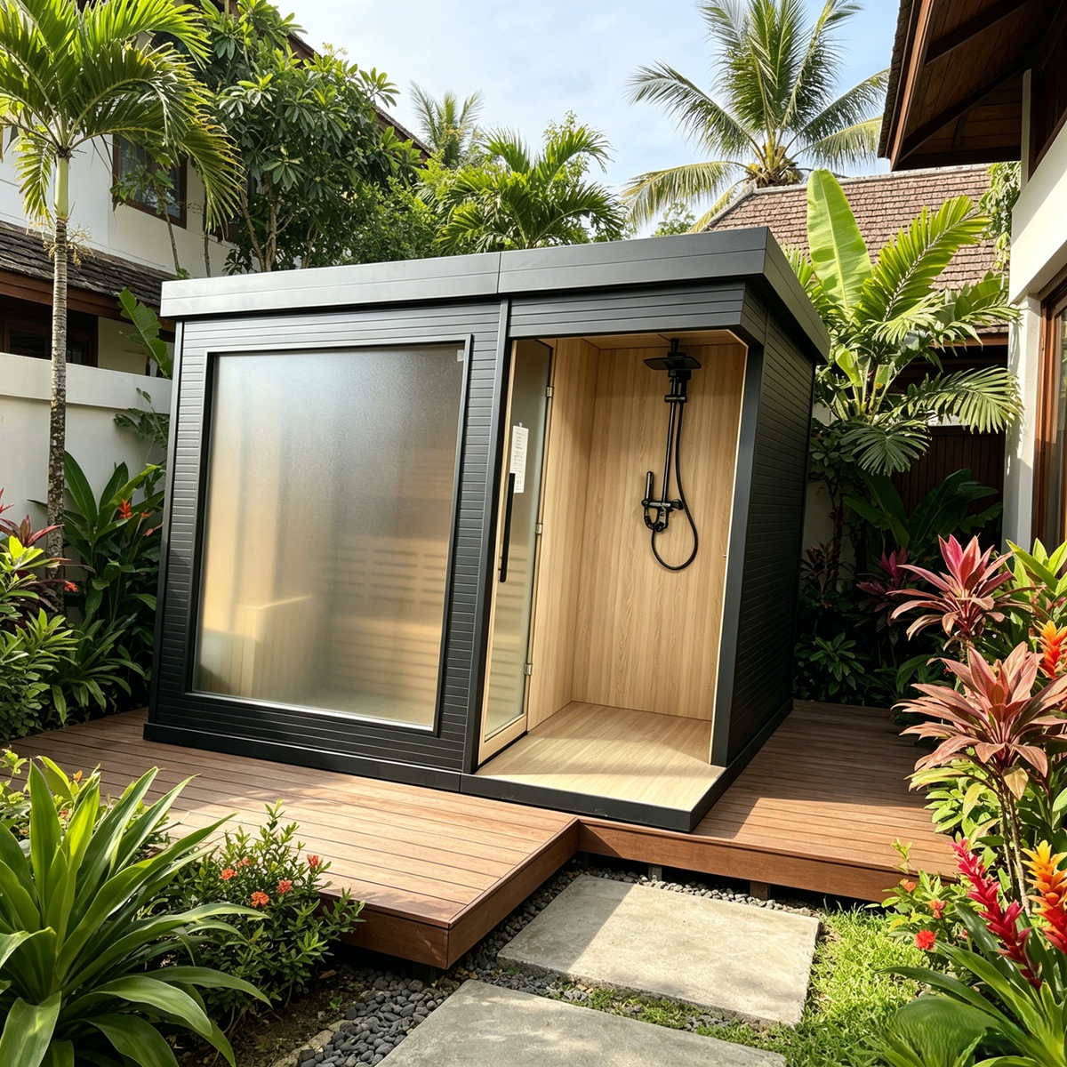 Frosted-Glass Sauna and Open Shower Suite CSA-942 reference view 6