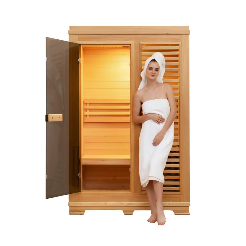 Compact Indoor Sauna with Louvered Front Panel product image