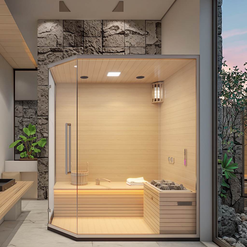 Three-Person Full-Glass Indoor Traditional Sauna product image