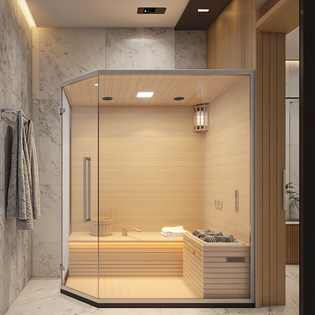 Three-Person Full-Glass Indoor Traditional Sauna CSA-949 reference view 2