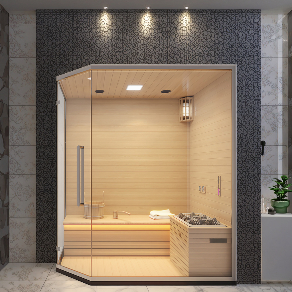 Three-Person Full-Glass Indoor Traditional Sauna CSA-949 reference view 3