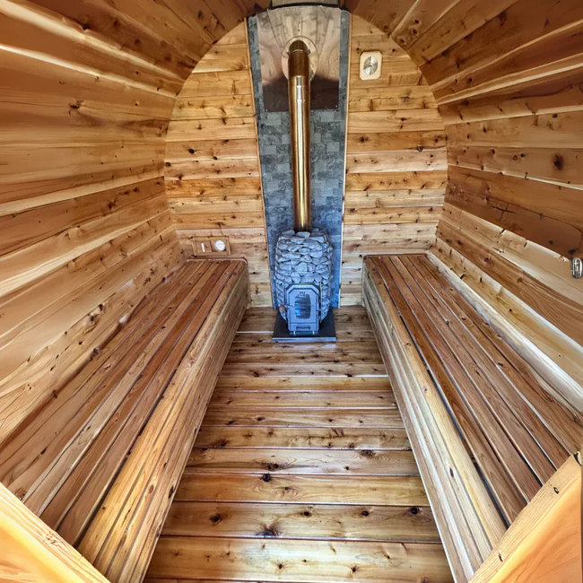 Mobile Barrel Sauna Trailer with Front Porch Deck CSA-951 reference view 6