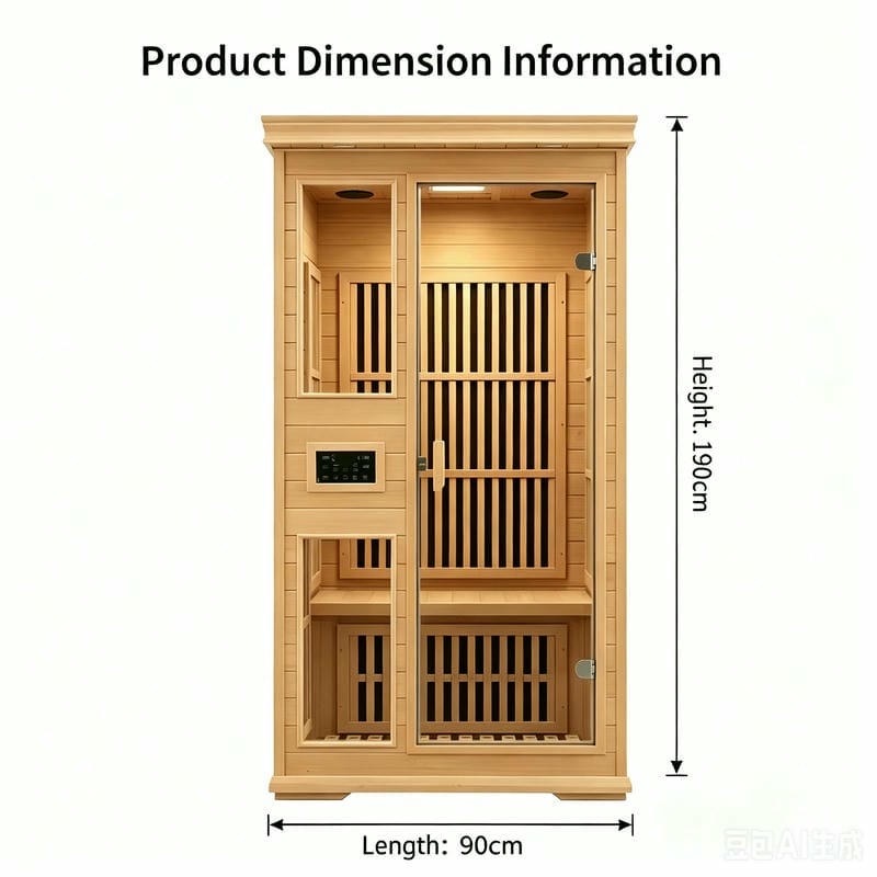 One-Person Hemlock Infrared Sauna with 90 cm Width CSA-953 reference view 2