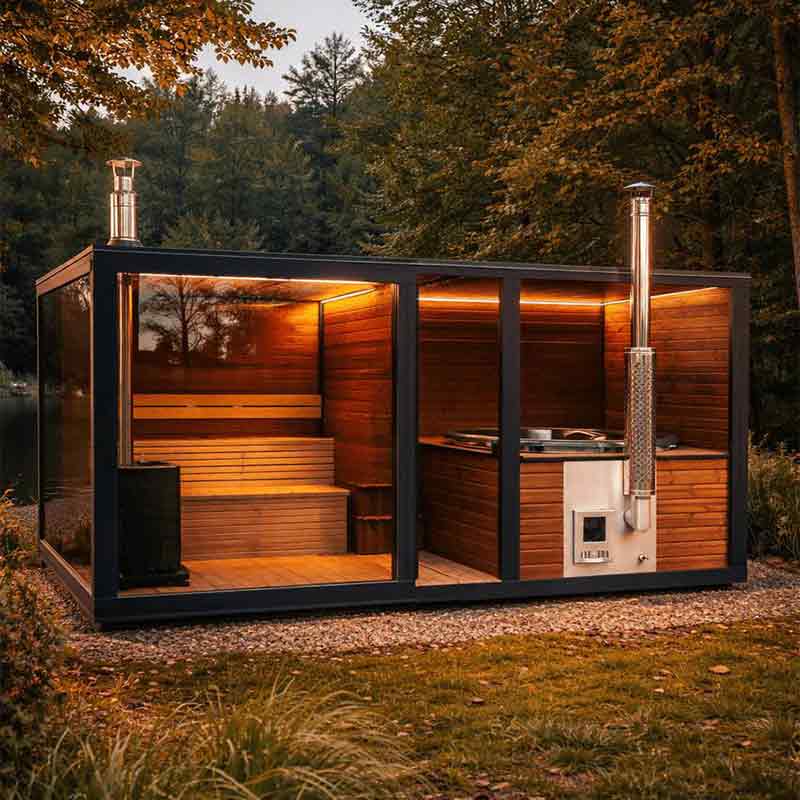 Outdoor Sauna and Soaking Tub Combination Cabin product image