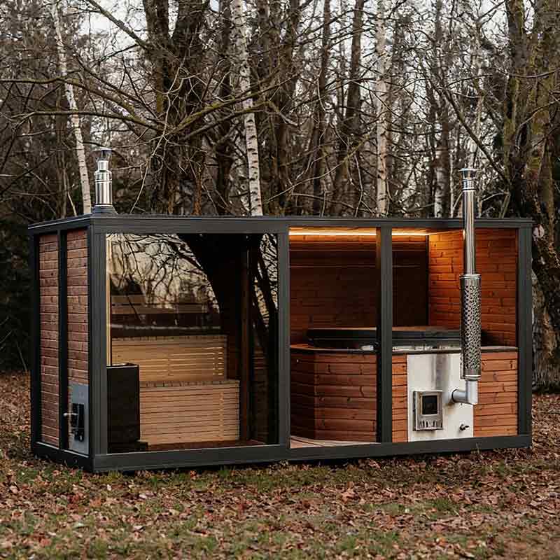 Outdoor Sauna and Soaking Tub Combination Cabin CSA-954 reference view 3