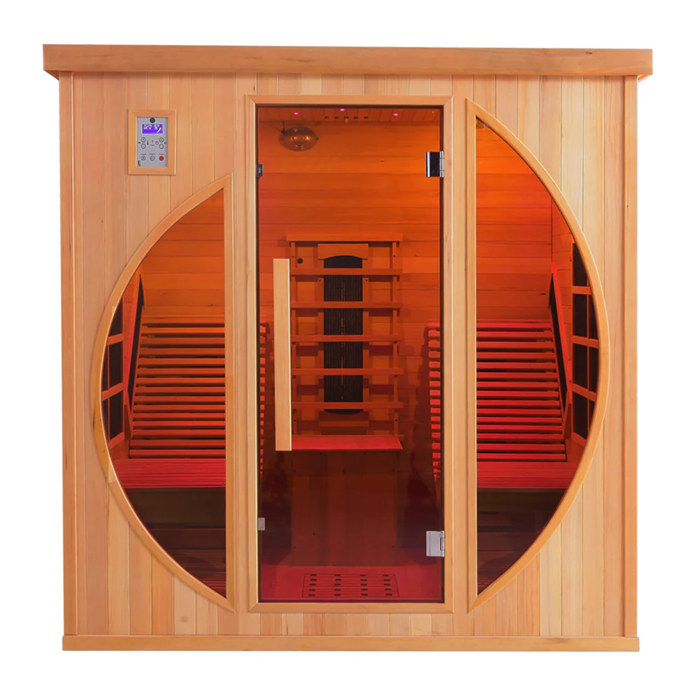 Twin-Lounger Red Cedar Infrared Sauna with Circular Windows product image