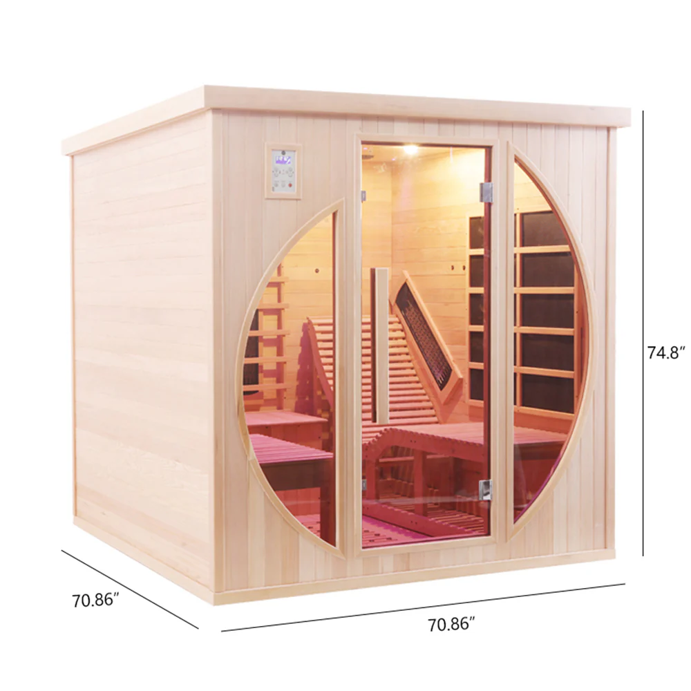 Twin-Lounger Red Cedar Infrared Sauna with Circular Windows CSA-955 reference view 2